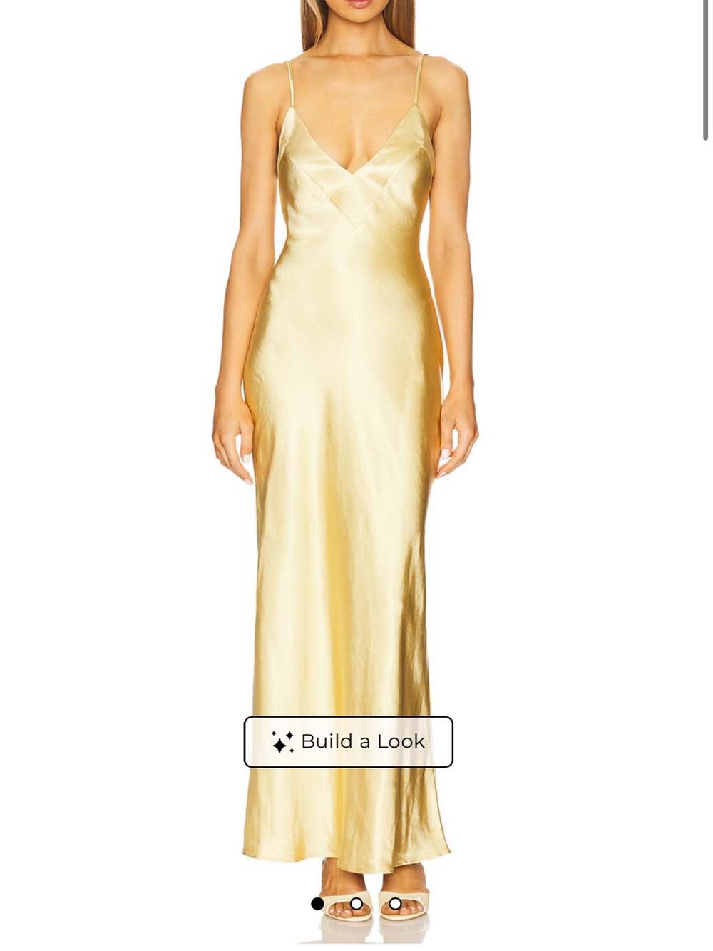 Satin Gold Slip Maxi Dress with Spaghetti Straps
